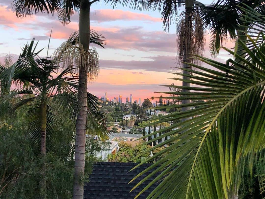 エレナ・サチンのインスタグラム：「Never knew we had such a beautiful view, this clean air thing is really nice. #nofiltersunset」
