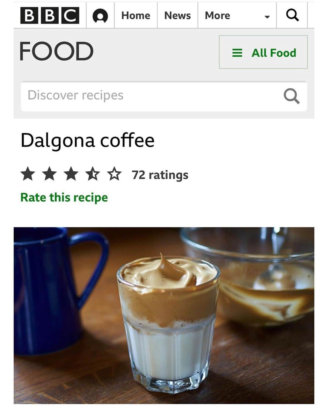 チョン・イルさんのインスタグラム写真 - (チョン・イルInstagram)「Dalgona Coffee by Ilwoo, now on BBC Food section - a great recipe indeed! 😉☕️ (More rewarding when hand-whipped!)😌 #dalgona #coffee #Jungilwoo」4月11日 15時10分 - jilwww