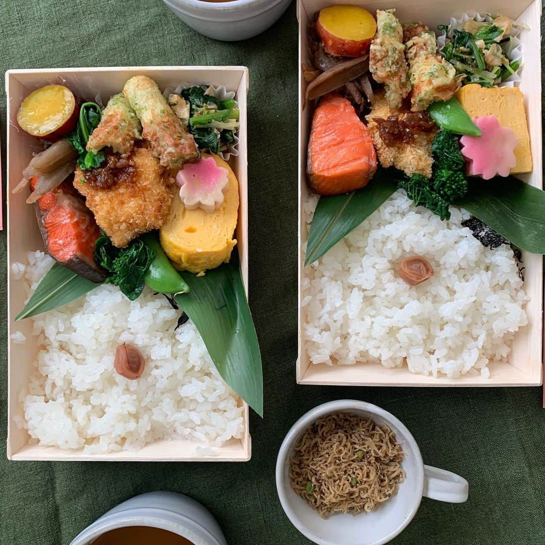kikkoのインスタグラム：「お弁当を持ってお散歩がてら御所へと思う気持ちは🙅‍♀️閉まって。。。 屋根上(笑)でランチ🌸 丁寧に作られたお弁当@focalpoint.deli は、今日、明日販売されてます。美味しかった〜ごちそうさま🥰 #おうち時間」