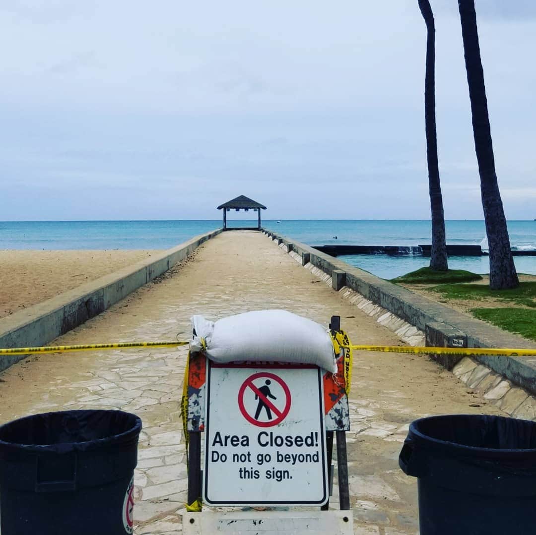 瀬川慶のインスタグラム：「Close but far　近いのに遠い　行けそうで行けない  #hawaii #waikiki #aloha #waikikibeach #stayhome #covid19hawaii #wewillwin #ハワイ #アロハ　#ワイキキ　#ワイキキビーチ　#外出禁止令 　#散歩 　#もどかしい　#コロナに負けるな」
