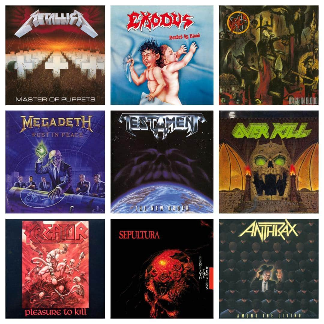 METAL HAMMERさんのインスタグラム写真 - (METAL HAMMERInstagram)「You can only have three. Which ones you picking? #thrash #thrashmetal #metallica #megadeth #slayer #anthrax #testament #exodus #kreator #sepultura #overkill #heavymetal #metalhammer」4月11日 19時01分 - metalhammeruk