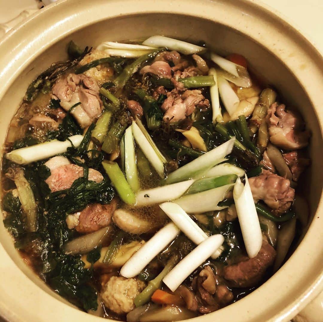 永田裕志さんのインスタグラム写真 - (永田裕志Instagram)「今夜は鴨＋鳥団子＋ネギ＋セリ＋人参＋ごぼう＋キノコの鍋を作って頂きました。 出汁が効いてて最高で極上の美味さでした。 私の顔に表れてますね(笑)。 #永田裕志」4月11日 20時15分 - yuji_nagata