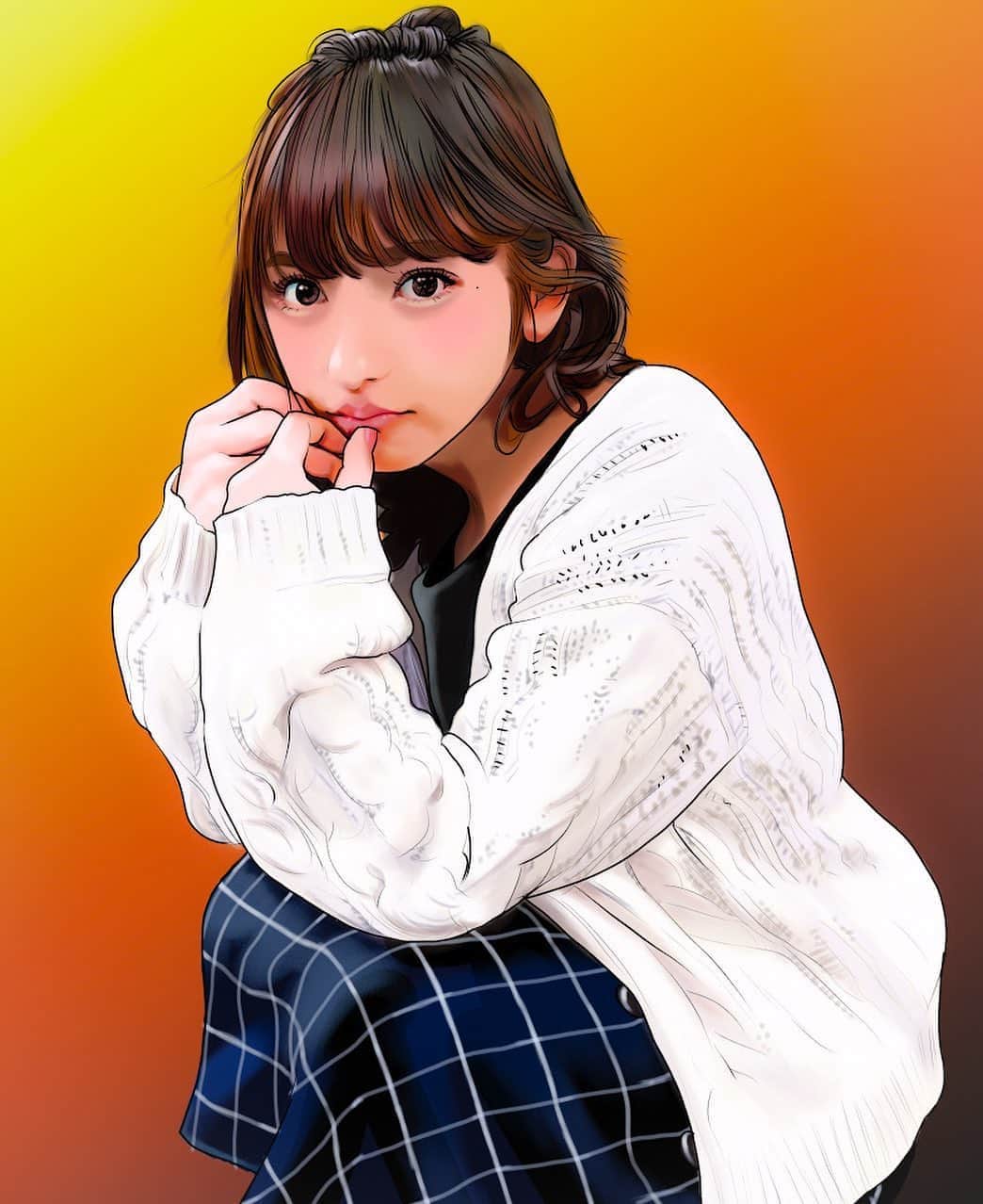 のインスタグラム：「『十味さん(@toomi_nico )』 #似顔絵 #イラスト #イラストレーション #モデル #グラビアアイドル #十味 #caricature #illustration #portrait #artwork #drawing #model #bikinimodel #toumi」