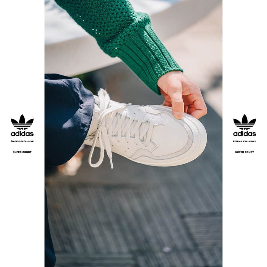 EDIFICEさんのインスタグラム写真 - (EDIFICEInstagram)「【スタッフが語るadidas - Exclusive model -】﻿ 《SUPERCOURT》﻿ ﻿ インラインでは見られない、柔らかなトーンのグラデーションが洗練さを高めた一足へ。﻿ ﻿ スリーストライプ、ヒールカップ、ヴァンプ部分を同トーンのクリームカラーを配色することでスポーツテイストをマイルドにしました。﻿ ﻿ 特集ページでは6人のスタッフがその魅力について語っています。﻿ ﻿ 是非プロフィール🔗よりご覧ください。﻿ ﻿ ※シューホールの数は靴のサイズによって異なる場合がございます。﻿ ※レディースサイズは、IENAより販売予定となっております。 ﻿ ﻿ ﻿ ﻿ Shoes : 【adidas EX】¥12,000+tax﻿ No : 20093310010010﻿ ﻿ Model : HIROYASU KONNO / CONCEPTOR﻿ @hiroyasuko ﻿ ﻿ ﻿ ﻿ ﻿ ﻿ ﻿ ﻿ ﻿ ﻿ ﻿ ﻿ ﻿ ﻿ ﻿ ✁----------------------------------------﻿ #edifice #adidas #supercourt #iena #adidassupercourt #adidasoriginals #sneaker #shoesaddict #shoestagram #kicks #kickstagram #shoeslovers #shoesaholic #shoefashion #sneakeraddict #sneakerheads #mensshoes #mensfashion #mensstyle #menwithclass #menwithstyle #dapper #dapperman #dapperstyle #エディフィス #アディダス #アディダススーパーコート #アディダスオリジナルス」4月12日 7時56分 - edifice.jp