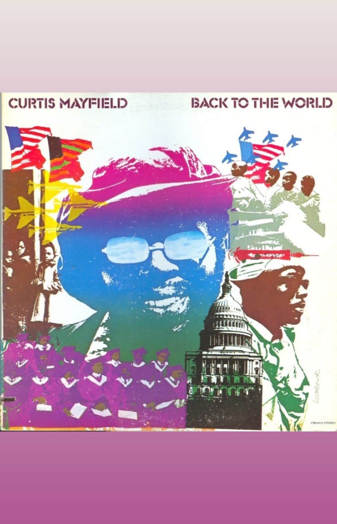 カロリーヌ・ド・メグレのインスタグラム：「❤️ Much of Mayfield’s work throughout the 70s would explore political themes, with an insight that went much deeper than mere polemic and sloganeering. In this song, Curtis Mayfield planted himself in the boots of soldiers returning from Vietnam and struggling to adjust to life at home. #OneSongADayCDM」