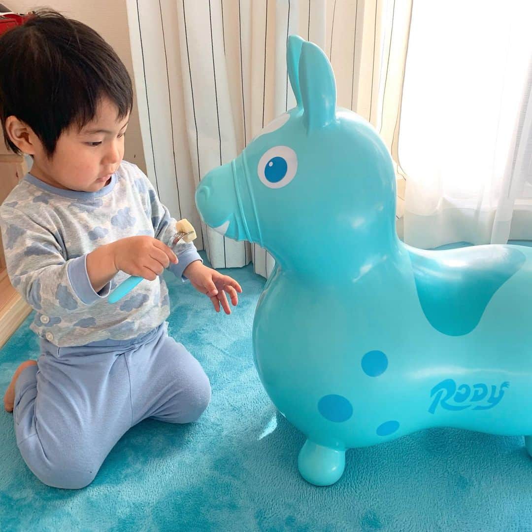 のインスタグラム：「おうち時間すぎて、とくに投稿する事もないけども😂 ・ 生後６ヶ月から保育園に行っているので、1ヶ月も一緒に居るのは2年振り。 ・ まだ数日だけど、息子の成長を見逃さずに見れている気がして悪くないかもしれない☺️（1週間後には変わってる可能性もアリ🤣） ・ そして 今までよりも、時間に追われていないからか、普段ならイライラする事も笑って過ごせるようにもなった気がする😂 ・ 息子がヨーグルトぶちまけようが。。。 ・ 夫が何故かリビングでアイアン振ってライトを割り、部屋中ガラスだらけになったせいで、ただでさえ自粛中なのに息子と2人で寝室から一時出れなくなったとしても、怒りの感情は生まれなかった😂 ・ 心の余裕って大切だ〜 ・ #息子の成長 #おうち時間  #母ちゃんは #隙を見つけては #愛の不時着 #なかなか進まないけど😂 #何故 #リビングで素振り」