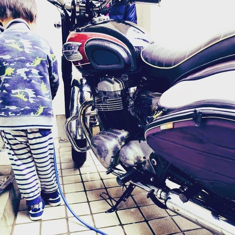 キャプテン★ザコさんのインスタグラム写真 - (キャプテン★ザコInstagram)「バイクを洗車せずに床ばかりジャージャー水を流すので戦力外通告です。 #バイク #洗車 #相棒 #戦力外通告 #kawasaki  #w650」4月12日 16時10分 - captainzako