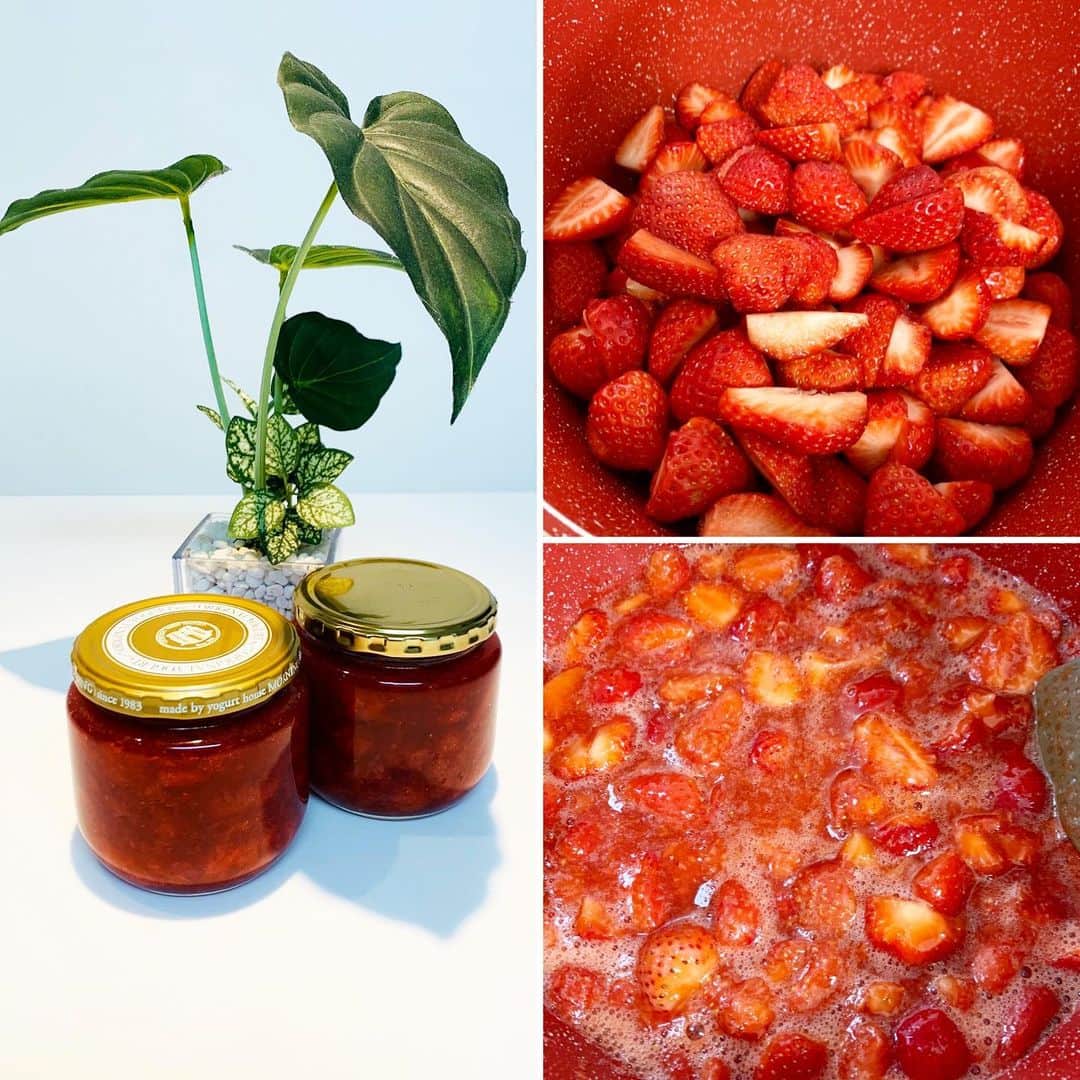 佐伯三貴のインスタグラム：「簡単苺ジャム🍓完成😋❤️🙌 #おうち時間  #stayhome  #strawberryjam  #苺ジャム🍓」