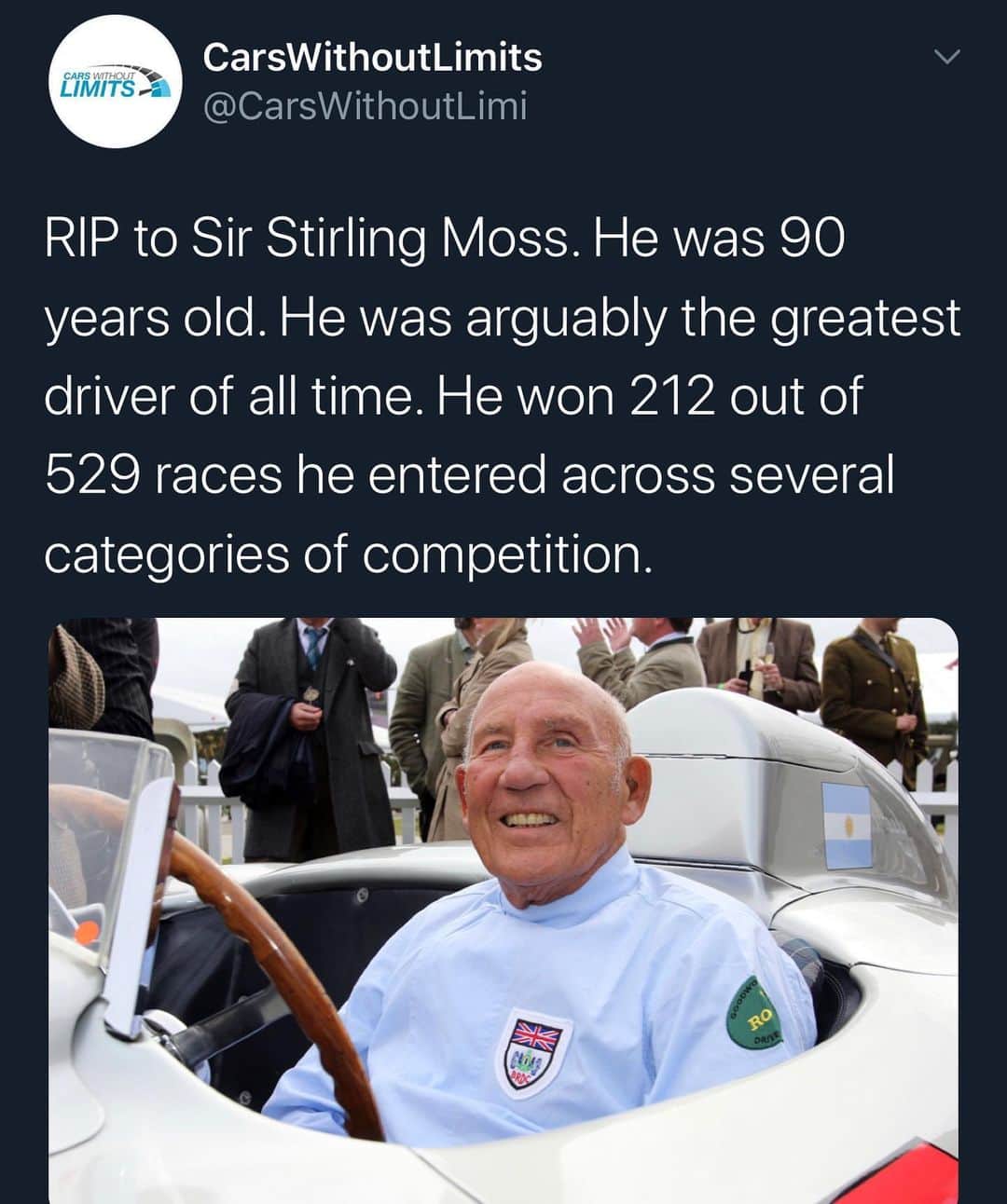 CarsWithoutLimitsさんのインスタグラム写真 - (CarsWithoutLimitsInstagram)「RIP Sir Stirling Moss #carswithoutlimits」4月12日 21時25分 - carswithoutlimits