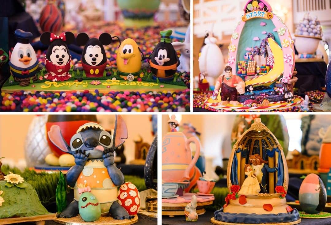 Walt Disney Worldのインスタグラム：「While our #WaltDisneyWorld resort hotels are temporarily closed, we wanted to keep the tradition of Easter eggs 🐰 made from chocolate, fondant, and other edible ingredients going by looking back at a few of our favorite egg displays from the past couple years! For the full gallery, visit the @DisneyParksBlog. #DisneyMagicMoments」