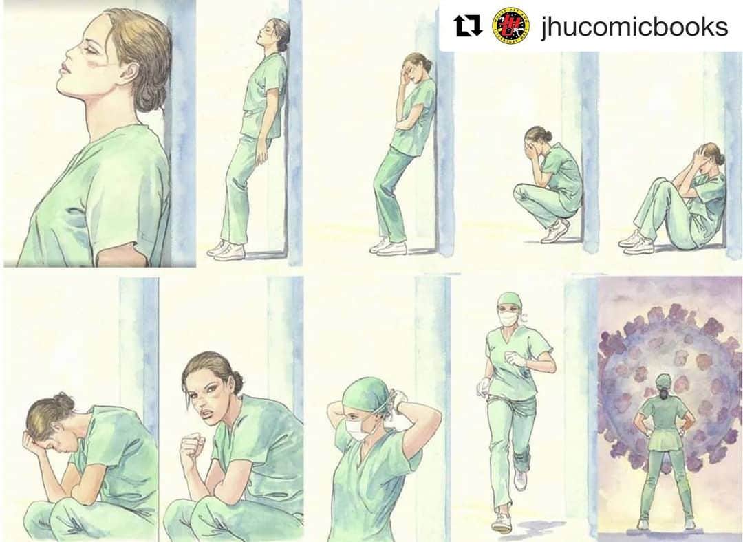 ケヴィン・サスマンのインスタグラム：「#Repost @jhucomicbooks with @get_repost ・・・ Thanks to all in every end of the medical field! Art by Milo Manara.」