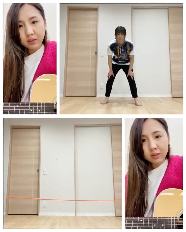 阿部真央のインスタグラム：「沙保里さんも紹介してくれてましたが、、生演奏とシャドーレスリング&トレーニングでコラボして遊びました。 曲は「モットー。」です。 さおたんの素早さ。感動です。  沙保里さんのパワーと私のパワー届きますように♡  #吉田沙保里 #シャドートレーニング #阿部真央」