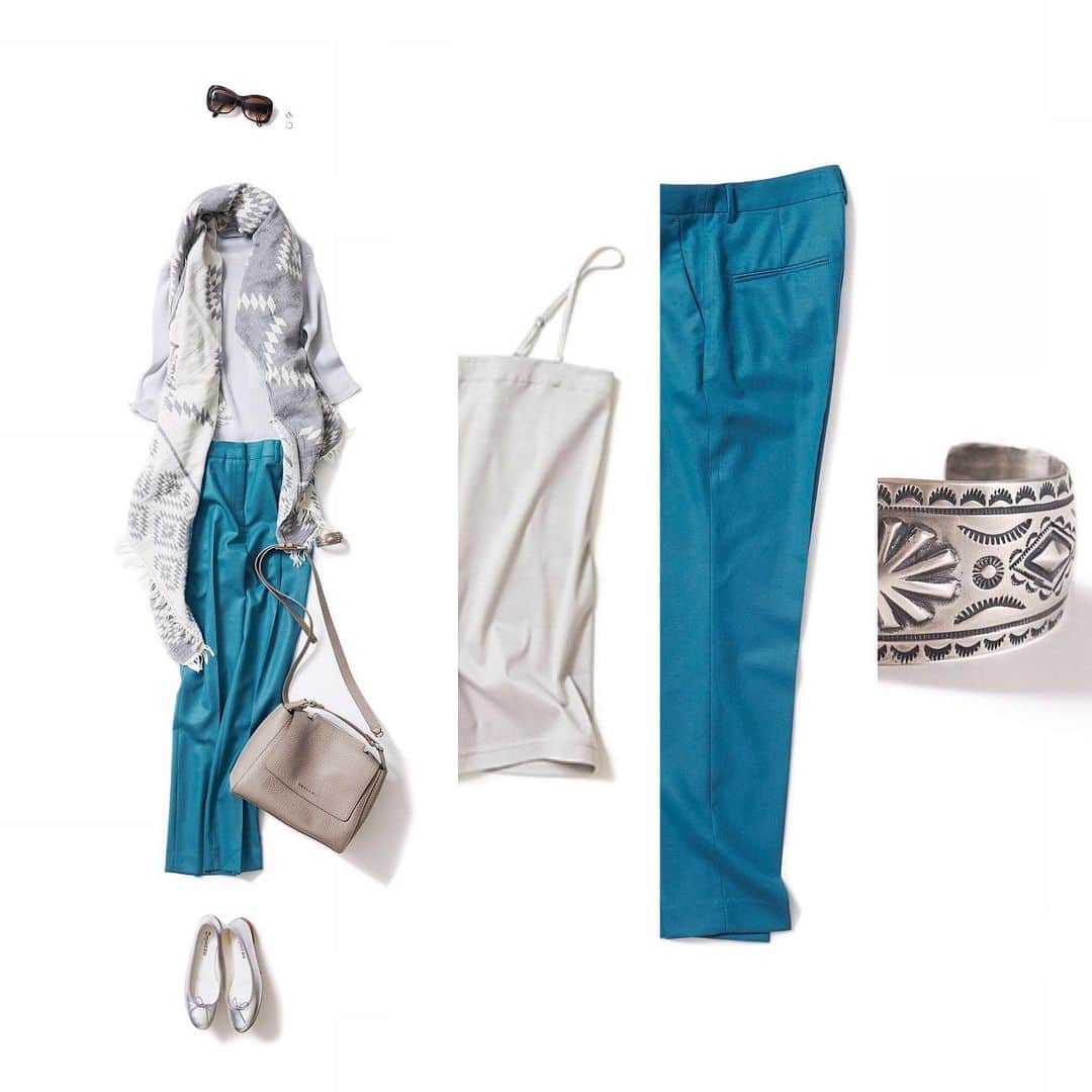 K.KSHOP_officialさんのインスタグラム写真 - (K.KSHOP_officialInstagram)「・ NEW♦️Coordinate ・ 2020-04-13 ・ 名コンビカラー、発見！ ・ tops : #johnsmedley #fio pants : #tomorrowlandcollection accessory : #anthemforthesenses  #インデアンクラフト  bag : #orciani shoes : #repetto other : #pagani #aeriaanna ・ #kkcloset #kkshop #菊池京子 #kyokokikuchi #style #コーデ #coordinate #code #fashion #コーディネート #ootd #wear #happy  #カラーパンツ #gray #春#bangle」4月13日 13時17分 - k.kshop_official