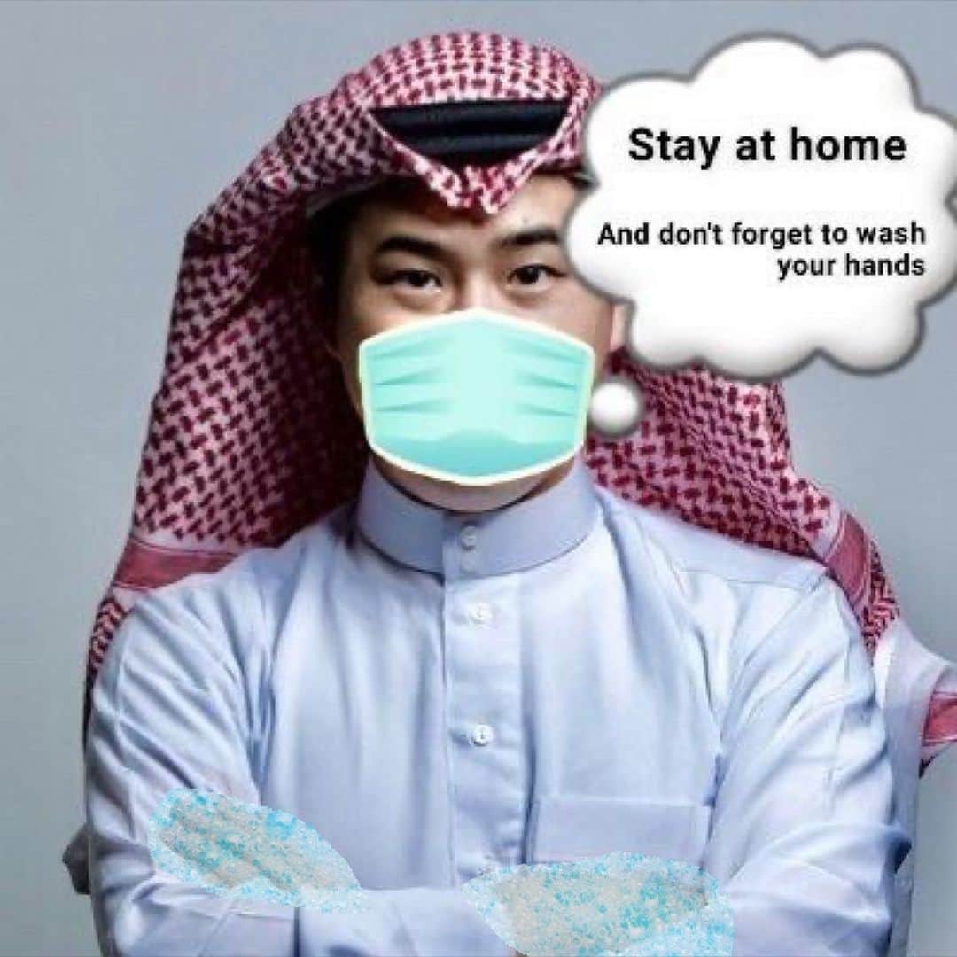 鷹鳥屋明のインスタグラム：「#شكرا_خط_دفاعنا_الأول 🥼 #خلك_في_البيت 🏠 و #اغسل_يديك 👏」