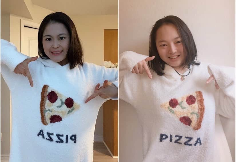 大庭雅さんのインスタグラム写真 - (大庭雅Instagram)「お揃い🍕👯‍♀️⛸❤️ ・ #おうち時間 #だいすき #宮原知子 #大庭雅  #gelatopique #年末に一緒に選んで買ったよ🍕」4月14日 9時41分 - miyabi_oba