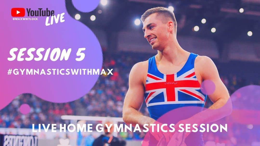 マックス・ウィットロックのインスタグラム：「Session 5 #gymnasticswithmax 3:30 today, swipe up on my story for the link or head over to YouTube」