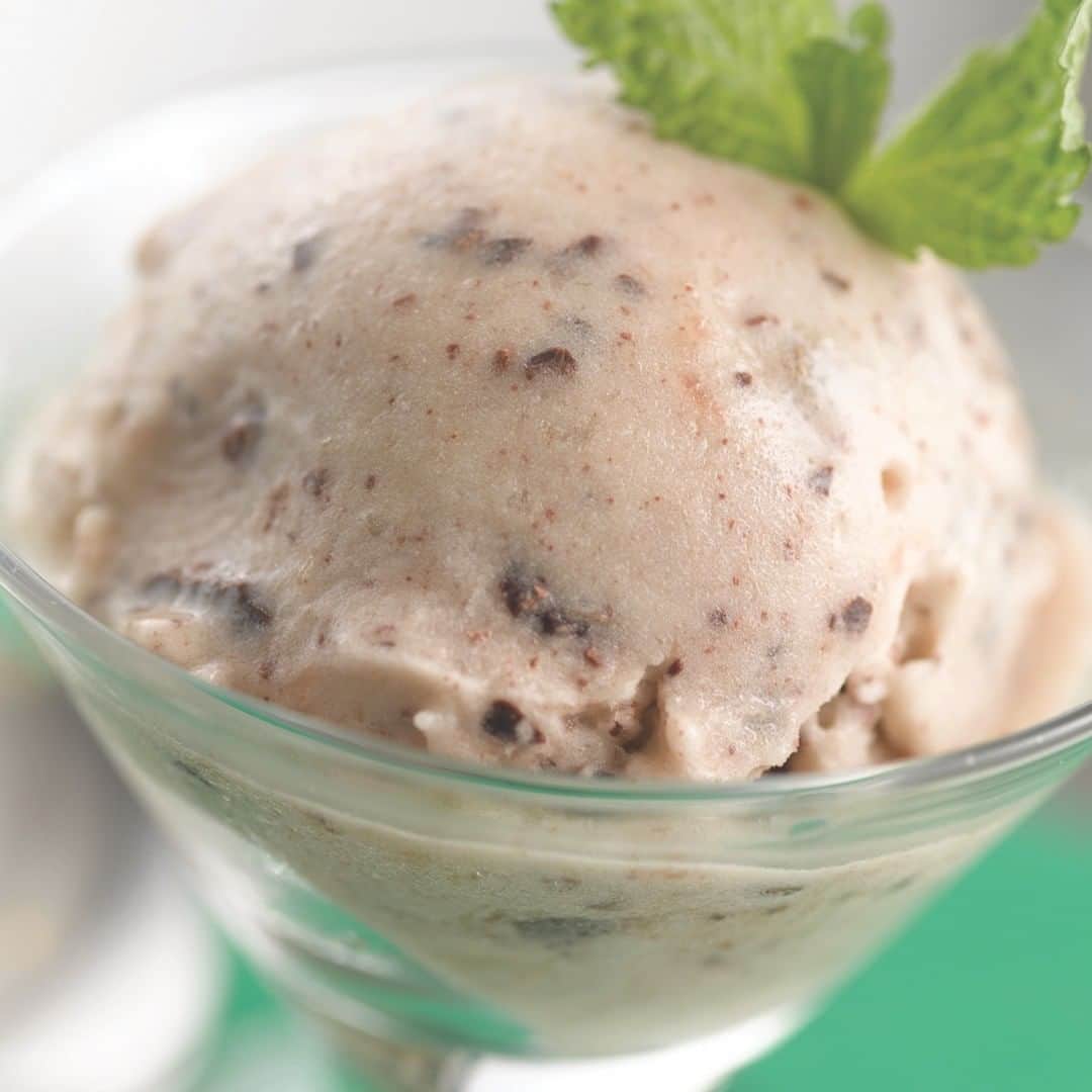Yonanasのインスタグラム：「Can you believe this creamy, mint chocolate chip ice cream is actually Yonanas?! This healthier version of this classic flavor is so easy to make with just overripe frozen bananas + mint chocolate!  Tap the link in our bio for the full recipe.」