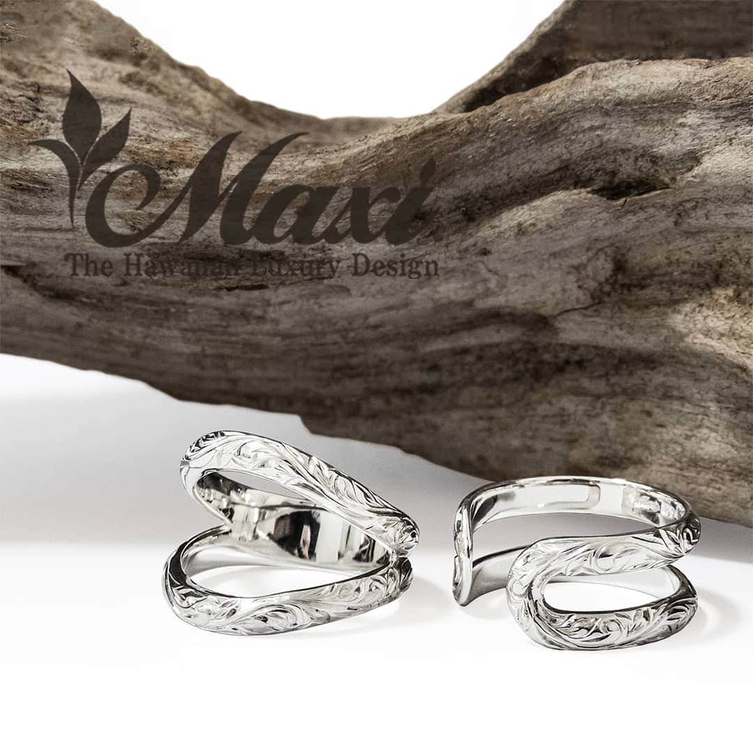 のインスタグラム：「Double line ring and parallel ring engraved Hawaiian princess design🌺🌴🌊🌈❤️✨ #maxi #maxihawaiianjewelry #hawaiianjewelry #hawaiianheirloom #hawaii #hawaiian #ring #doublelinering #parallelring #engraving #マキシ #マキシハワイアンジュエリー #ハワイアンジュエリー #ハワイ #ハワイアン #リング #指輪 #パラレルリング #ダブルラインリング」