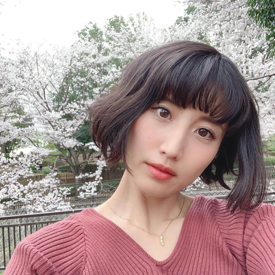 望月一花のインスタグラム：「せっかくこないだ切った髪の毛も 会う前に伸びてしまうのだろなぁ はやく友だちと会ってワイワイしたい オンラインもいいけど、対面するからこそのニュアンスや間の何気ない時間のやりとりや直接交わす波動には代えがたいね。 それまでは、お篭り健やかな日々を。 ・ #2020桜 #久々の前髪」