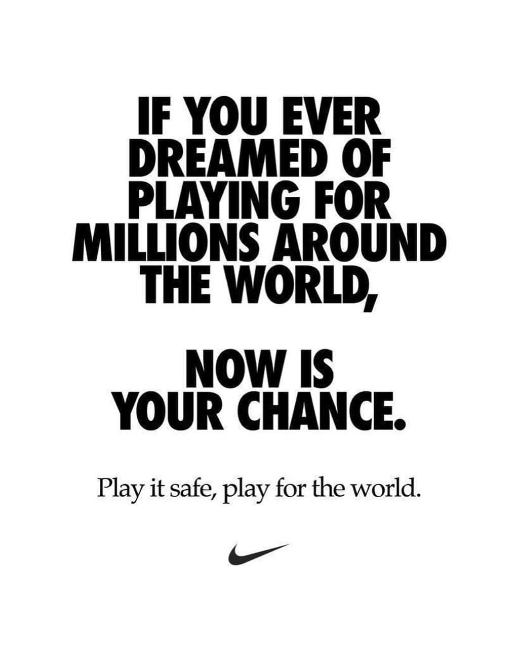 エミリー・バン エグモンドのインスタグラム：「Now, more than ever, we are one team. #playitsafe #playfortheworld @nike」