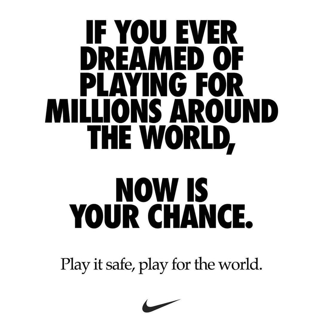 ミッチェル・デュークのインスタグラム：「Now, more than ever, we are one team.  #playitsafe #playfortheworld @nike」