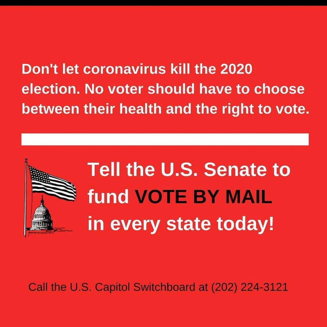 アシュレイ・ベンソンのインスタグラム：「Did you know that in most states you can only vote by mail with a qualifying excuse?!? The U.S Senate is voting NOW to protect the 2020 Election from Coronavirus by funding vote by mail in every state to allow all citizens to vote by mail in 2020 if they choose. Call and email your Senator and tell them to support The Natural Disaster and Emergency Ballot Act of 2020 today. Votes happening in the next few days. We can’t let Coronavirus kill our democracy.」