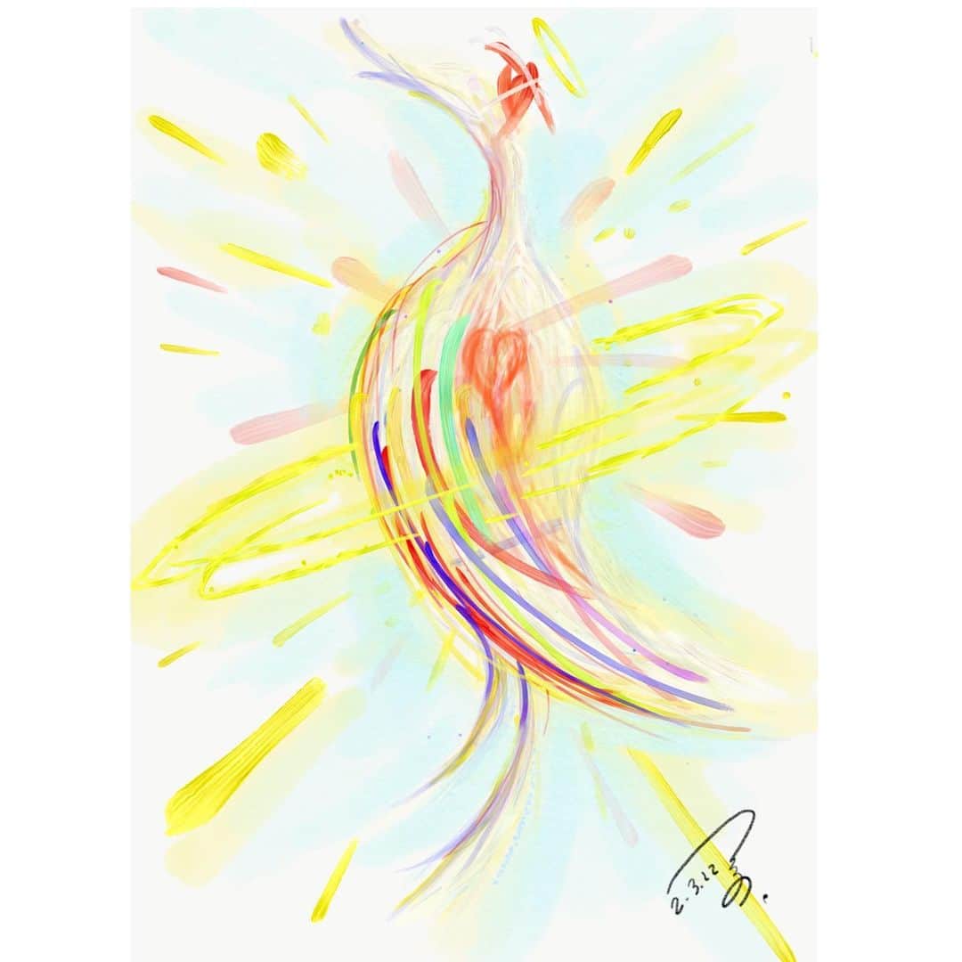 つるの剛士さんのインスタグラム写真 - (つるの剛士Instagram)「光鳥。  #つるのイラスト #移動中の新幹線  #オリジナル神さま  #闇吹っ飛ばせ」3月22日 9時43分 - takeshi__tsuruno