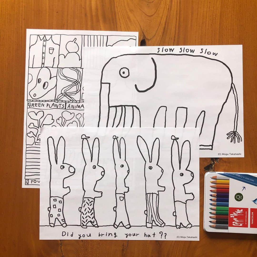 Mogu Takahashiさんのインスタグラム写真 - (Mogu TakahashiInstagram)「Bored at home? 🏠🤨﻿ I made coloring sheets, If you like free-download, print out and enjoy coloring! I am looking forward to seeing what you colored 🌈 Link in my bio!﻿! <Available until 31March. Personal use only! >﻿ -﻿ 退屈のおともになったらうれしくて、ぬり絵を作ってみました。プロフィールのリンクよりダウンロード(無料)をして印刷してください。ダウンロードは3月31日中まで、個人使用でのみご利用いただけます。あそんだ絵、ポストしてくれたらとてもうれしいです〜🤗﻿🌼🌼 ﻿ #mogutakahashi」3月22日 15時24分 - mogutakahashi