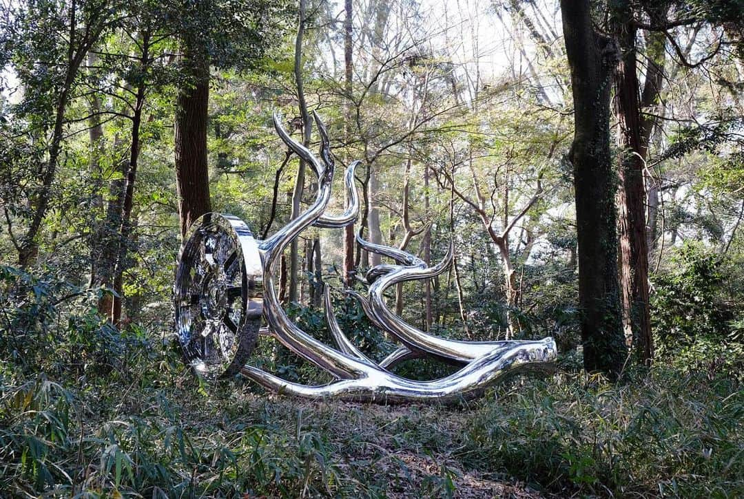 松山智一さんのインスタグラム写真 - (松山智一Instagram)「Thanks to @bijutsutecho_com 🙏  ーーーーーーー New sculpture unveiled at Meiji Shrine #publicArt #Deer#wheel#devine  2020年で創建100周年を迎える明治神宮。明治神宮の杜に初めて現代美術彫刻が設置される。2020年度末まで。#明治神宮鎮座百年　#神宮の杜芸術祝祭」3月23日 8時39分 - tomokazumatsuyama