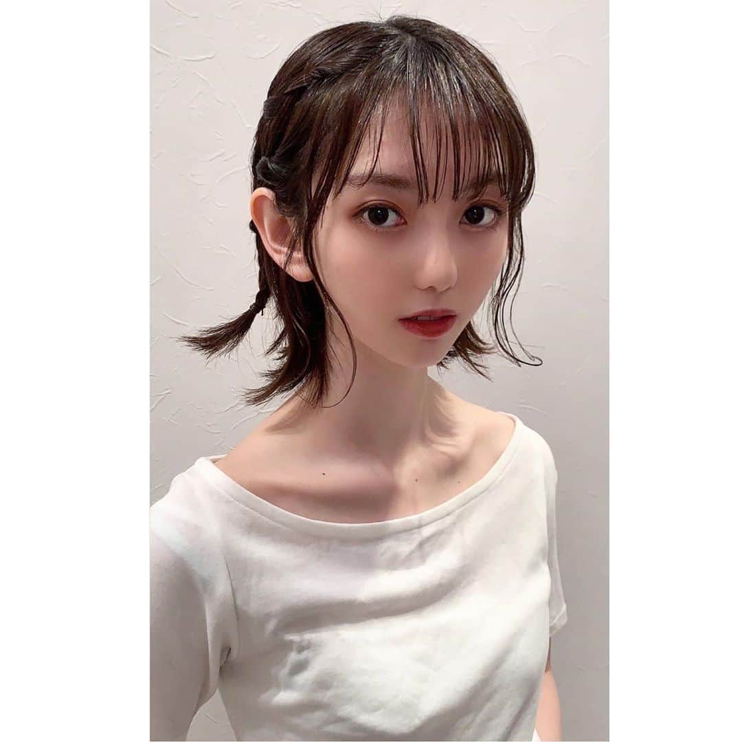 漆畑瑠菜のインスタグラム：「編み編みバージョン🧏🏻‍♀️ ・ #ボブ#ボブアレンジ#ショートヘア  #編み込み#サロモ#サロンモデル」