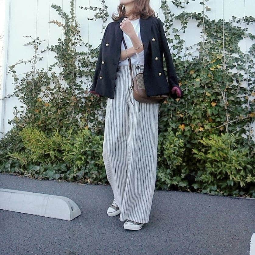 acoさんのインスタグラム写真 - (acoInstagram)「★☆★ GU marine wide pants! .  GUの#マリンワイドパンツ  昨年のが好きすぎて 今年も買いました😇 . 詳しくはブログに書きました✏️ * * jacket/ #stylebar tee/haptic pants/ @gu_global bag/#gucci shoes/#converse * * #テセウスの船 まだ見てない方もいると思うのでネタバレは避けますが 最後に２つツッコミ所があります👍  面白かった～💓 * * #GU購入品#GUコーデ#gu#ジーユー購入品#ワイドパンツ#ジャケットコーデ#コンバース#着回しコーデ#着まわし#プチプラ#プチプラコーデ #coordinate#instafashion#ootd_kob#locari#ponte_fashion」3月23日 18時50分 - happy_acoaco