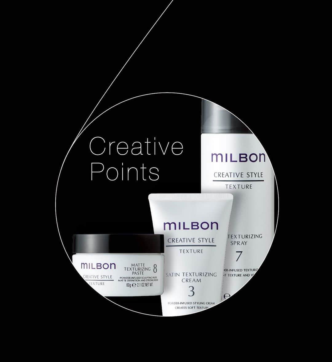 "milbon"（ミルボン）のインスタグラム：「New items in the “milbon” CREATIVE STYLE series was launched in Japan in March！ Three new products that expand the range of texture expression.  They are very light and can keep texture even in high humidity.  Your hairstyle becomes fashionable. ◆Cream type= "SATIN TEXTURIZING CREAM3". ◆Spray type ="DRY TEXTURIZING SPRAY7". ◆Paste type ="MATTE TEXTURIZING PASTE8". “milbon”のスタイリング剤に新アイテムが日本で3月に新発売！ 新質感セミマットの表現が特長の3品。 使い心地・つけ心地がすごく軽いのに、高湿度でもセミマットな質感が1日続く。いつものヘアスタイルが一瞬でオシャレな表情に。 ◆クリームタイプの「SATIN TEXTURIZING CREAM3」 ◆スプレータイプの「DRY TEXTURIZING SPRAY7」 ◆ペーストタイプの「MATTE TEXTURIZING PASTE8」  #styling #hairstyle #milbon #globalmilbon #newproduct #haircare #finishwork #cream #spray #paste #monochrome #monotone #hairmake #ミルボン #グローバルミルボン #スタイリング剤 #ヘアメイク #セミマット #セミマットヘア #ヘアケア #モノクロ #モノトーン #白黒」
