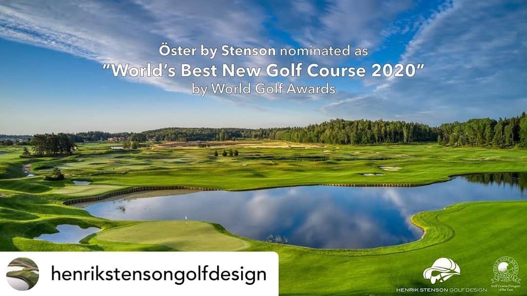 ヘンリク・ステンソンのインスタグラム：「Great news!  Posted @withregram • @henrikstensongolfdesign We are overwhelmed! Some more good news for our project in Stockholm, Sweden. Öster by Stenson, our first design, has been nominated "World's Best New Course 2020" by World Golf Awards!  We wish them luck an hopefully you will help by voting! Link in bio. #golfcoursedesign」