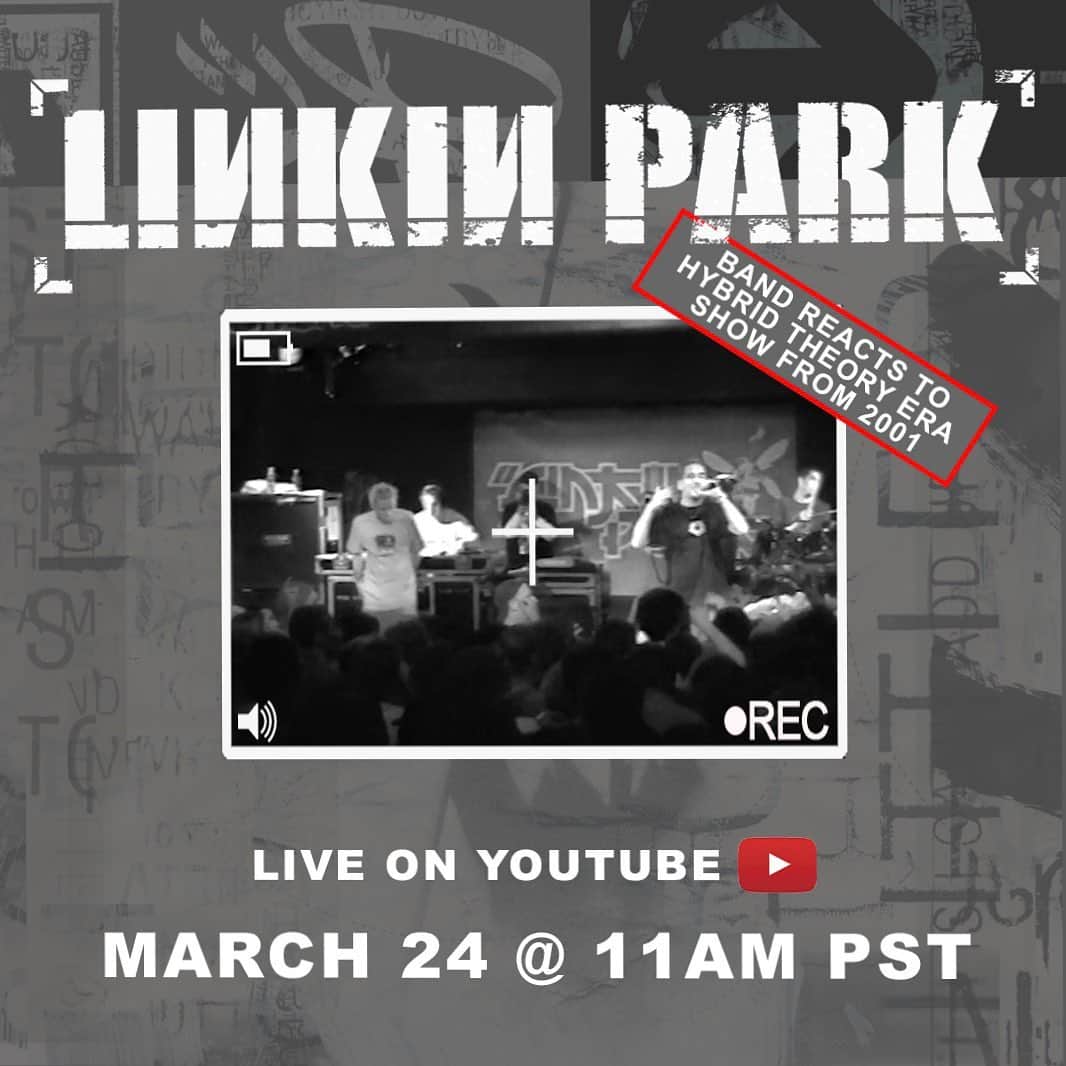 リンキン・パークのインスタグラム：「Join LINKIN PARK in celebrating the 20th anniversary of HYBRID THEORY as they react to never before seen LIVE concert footage from 2001. #HybridTheory20  Set a reminder on @youtube to watch on March 24th @ 11am PST with the 🔗 in bio」