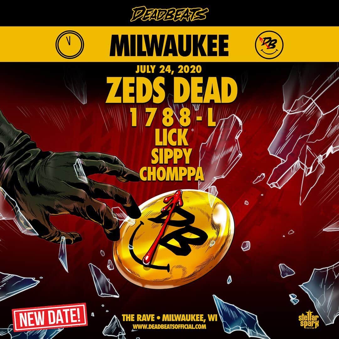 Zeds Deadのインスタグラム：「NEW DATE: see you in July for Deadbeats Milwaukee. Your tickets will be honoured for the new date 🖤」