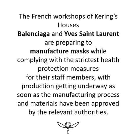 グッチさんのインスタグラム写真 - (グッチInstagram)「With a view to providing a lasting response to the current pandemic, @kering_official, which includes Gucci, contributes to the fight against Covid-19. In the days ahead, the Group will provide the French health service with surgical masks and its preparing to manufacture new ones—while complying with the strictest health protection measures for its staff members—and made a financial donation to the Institut Pasteur to support its research into Covid-19. This contribution follows those already made in China and Italy in recent weeks. On March 11 in Italy, Kering and its Houses made donations to the four major foundation hospitals in Lombardy, Veneto, Tuscany and Lazio. More recently, Gucci responded to a call to fashion companies from the Tuscany Region for surgical masks and medical overalls, and aims to donate to 1.1 million surgical masks and 55.000 medical overalls in the coming weeks, subject to relevant authorizations. On January 28 in China, Kering and its Houses announced a donation to the Hubei Red Cross Foundation to help fight the spread of the virus.」3月24日 17時07分 - gucci