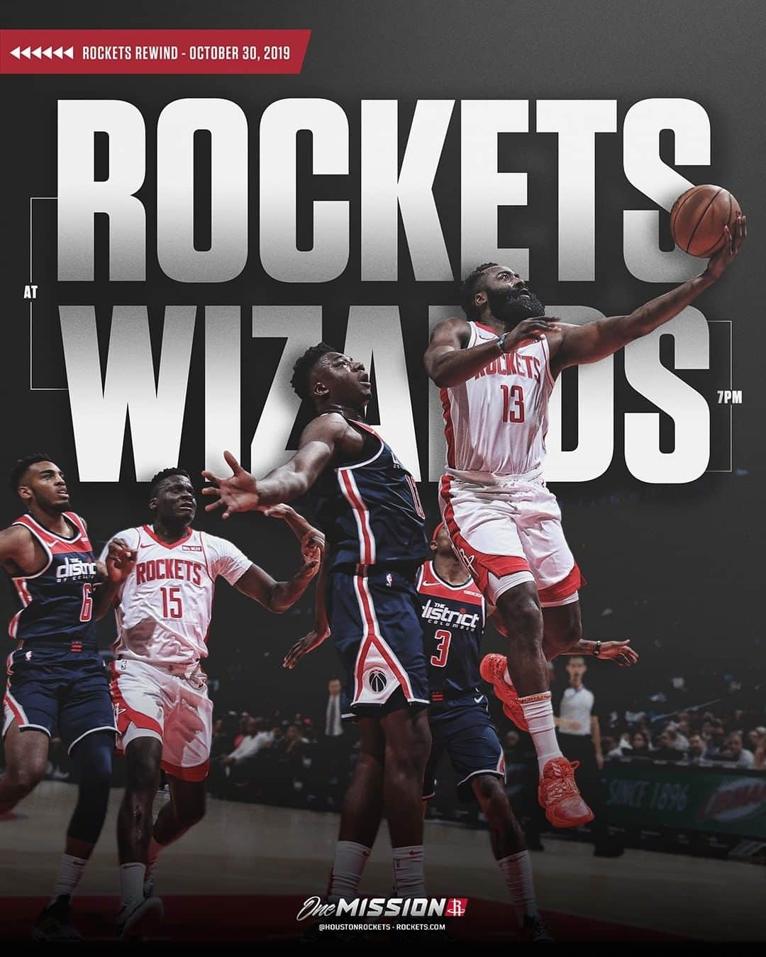 ヒューストン・ロケッツさんのインスタグラム写真 - (ヒューストン・ロケッツInstagram)「🏀 Rockets 🆚 Wizards [10.30.19] ⏰ 7:00PM 📺 @attsportsnetsw #RocketsRewind | #OneMission」3月24日 8時00分 - houstonrockets