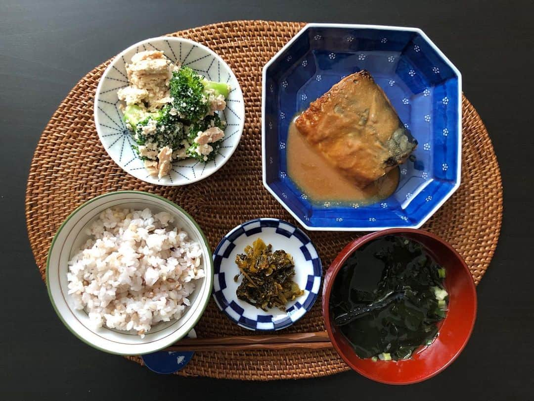 加藤あやのさんのインスタグラム写真 - (加藤あやのInstagram)「#加藤家の食卓  #雑穀ご飯 #鯖の味噌煮 #ブロッコリーとツナの白和え #ピリ辛高菜漬け #海藻のスープ  お友達に貰ったピリ辛高菜漬け✨辛いの好きなんで嬉しい✨ あと、ファンな方に頂いた海藻のスープ！わかめ、寒天、めかぶ、がごめ昆布ってたくさん入ってていいね✨」3月24日 10時52分 - ayano_kato929