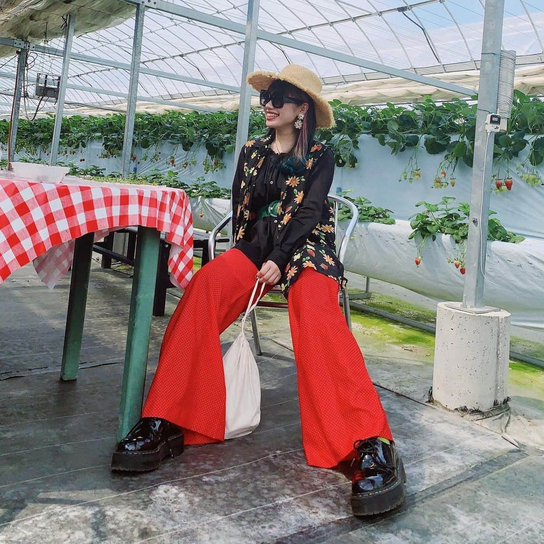 相羽瑠奈さんのインスタグラム写真 - (相羽瑠奈Instagram)「🍓🌼🌿🍓🌼🌿🍓🌼🌿 #Runa15 hat @marte_vintage /shirts @commedesgarcons shirts vest #vintage / pants #vintage / earring #vintage /pouch @marni /shoes @drmartensofficial」3月24日 18時55分 - rone.runa