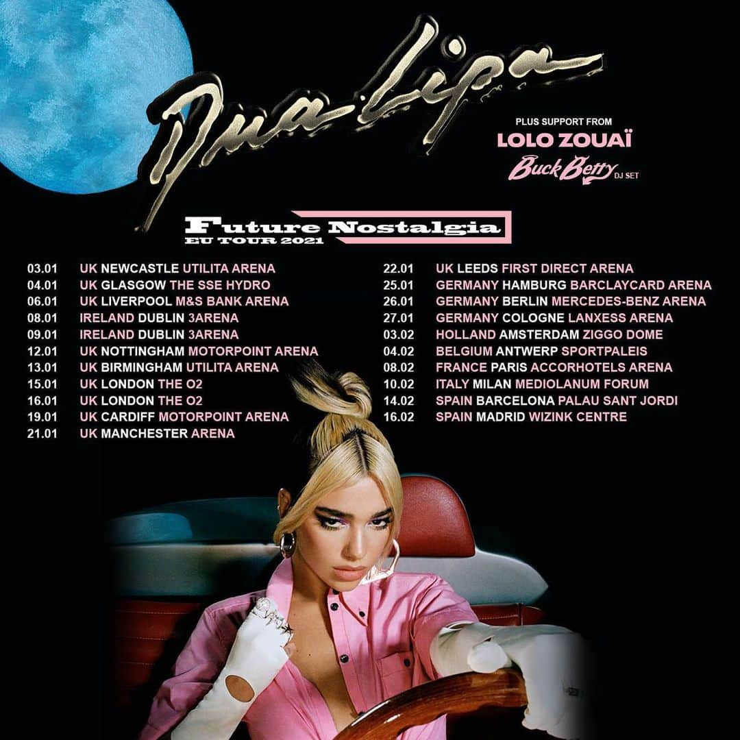 デュア・リパさんのインスタグラム写真 - (デュア・リパInstagram)「UK & EU FUTURE NOSTALGIA TOUR - NEW DATES + MY GIRLS LOLO AND BETTY W ME!!!! 🔐🌕 all tickets will remain valid for the new show and you will be recieving an email from the ticket agency confirming all details + i’ll be announcing dates for the rest of the world very soon🧚🏻 - Despite our best efforts, it has not been possible to reschedule the show in Copenhagen, Stockholm and Oslo bur we are still trying for Vienna and Munich so please hold onto those tickets  Tickets will be refunded at point of purchase ❤️❤️❤️」3月24日 20時11分 - dualipa