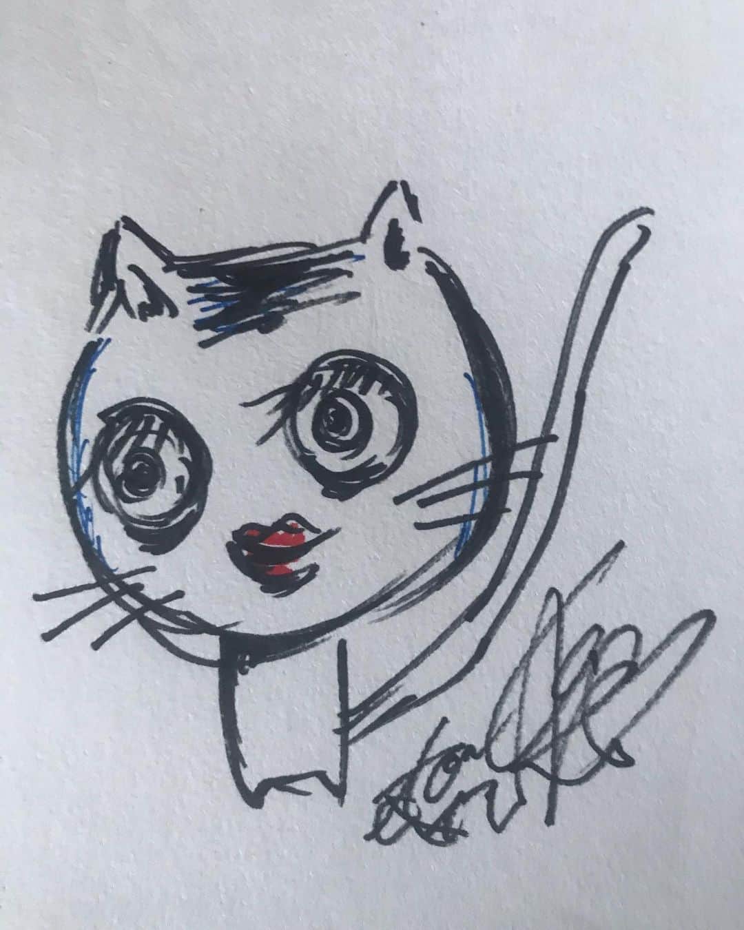 樹智子さんのインスタグラム写真 - (樹智子Instagram)「落書き💋 . . . #cat #絵 #猫 #落書き」3月24日 20時40分 - tomocomch