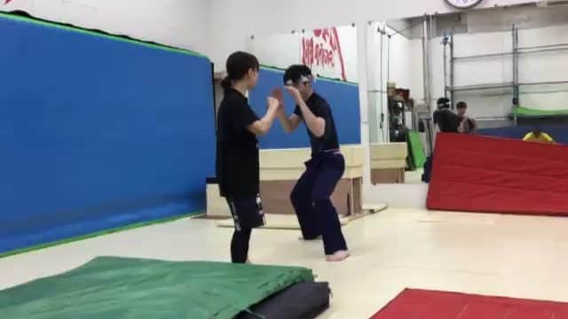 中島翔子のインスタグラム：「背面落ち(失敗)その2 #AACSTUNTSGYM」