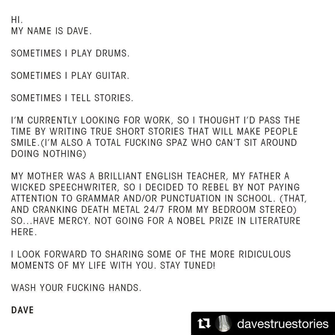 フー・ファイターズのインスタグラム：「@davestruestories」