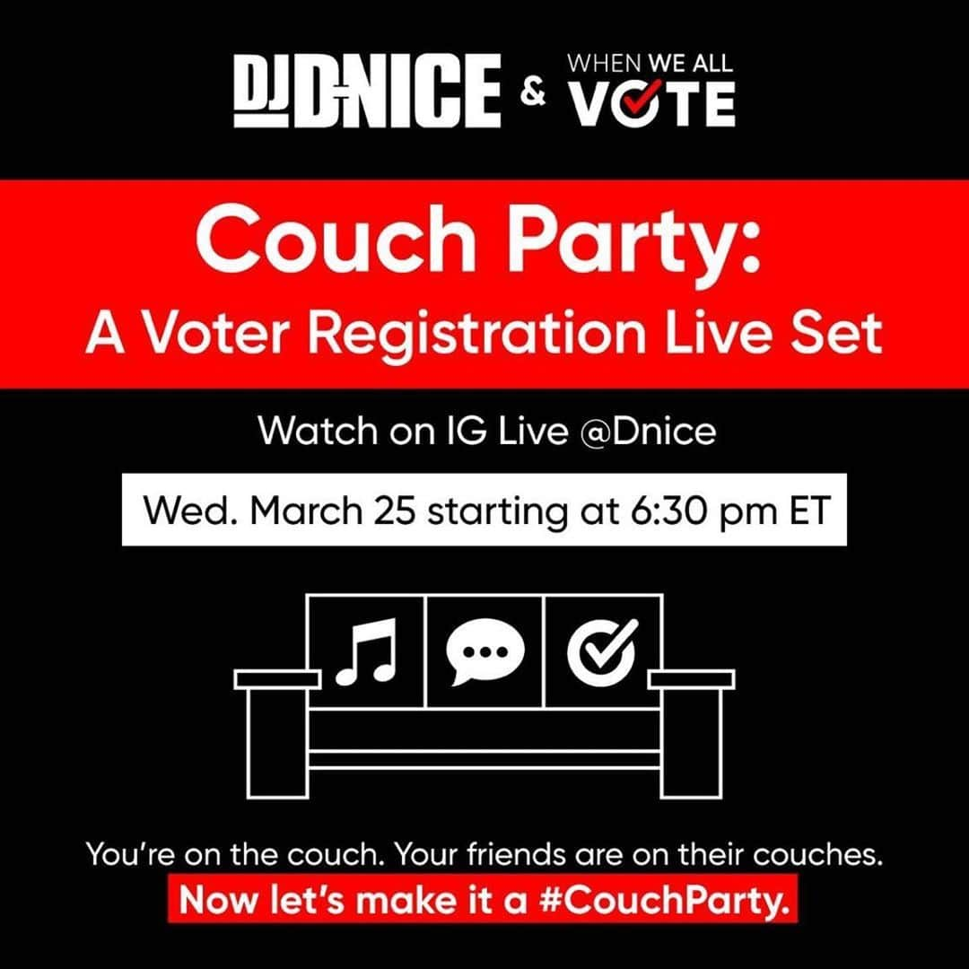 サラ・ラファティさんのインスタグラム写真 - (サラ・ラファティInstagram)「Hi Friends, I’m joining #whenweallvote for the #couchparty tomorrow to register voters! Will you join me? Link in bio. Repost @whenweallvote ・・・ BIG NEWS: @dnice is doing a special set for our voter registration #CouchParty 🎧 Learn how to register voters from your couch, then tune in for a soundtrack to registering voters 🗳  Sign up here by clicking the link in our bio.」3月25日 4時44分 - iamsarahgrafferty