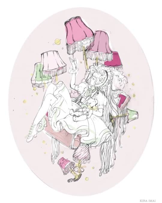今井キラのインスタグラム：「「恒星のように」（ラフ）﻿ ﻿ 𝔼𝕧𝕖𝕟𝕥﻿ Little Creatures展　雛祭り﻿ 浅草橋パラボリカ・ビス﻿ 2020年4月4日［土］〜4月25日［土］　★金土日祝のみOPEN﻿ http://yaso-peyotl.com/archives/2020/02/little_creatures_hinamatsuri.html﻿ ﻿ 長い間お世話になったギャラリー「パラボリカ・ビス」がまもなく閉館する事になりました。﻿ はじめての個展「月行少女」の物語に、合同展のテーマ「雛祭り」（旧暦では四月）を重ねて一枚作品を描き下ろしています。﻿ ﻿ この様な時期ですので皆さまどうか無理はなさらず。。﻿ 後日パラボリカ・ビスのオンラインショップでの販売にも対応していただける事になっておりますので、そちらで完成した作品もご覧いただけるかと思います。﻿ ﻿ #kiraimai #sweetlolita #lolitafashion #kawaii #Illustrator」