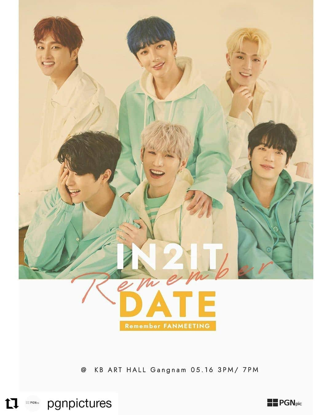 IN2ITさんのインスタグラム写真 - (IN2ITInstagram)「[2020 IN2IT REMEMBER FANMEETING] 우리가 지금까지 함께했던 소중한 추억들을 #기억 하고, 앞으로 함께 할 우리의 나날들에 영원히 #기억 될 2020 IN2IT REMEMBER FANMEETING에 인투유 여러분을 초대합니다💌 . <공연정보> - 공연명 : [2020 인투잇 리멤버 팬미팅] - 일시 : 2020년 5월 16일 토요일 오후 3시/ 7시 - 장소 : KB아트홀 (강남구 테헤란로 117) - 공연시간 : 약 90분 - 공연내용 : 라이브 무대 + 토크쇼 + 하이터치 . . . 👉 팬미팅 및 얼리버드 티켓 안내 https://bit.ly/2y8zqzB  #IN2IT #인투잇 #IN2U #인투유 . . . #Repost @pgnpictures • • • • • • [인투잇, 오랫동안 기다려온 팬들을 위한 2020 팬미팅 안내]  2016년 처음만난 우리들의 소년들이 한층 더 성장하여 돌아왔습니다.  오랫동안 늘 같은 자리에서 기다려준 팬분들을 위한 선물의 자리, 지안, 연태, 인호, 현욱, 아이젝, 인표가 직접 기획한 그 보답의 무대에 함께 해주세요.  그리웠던 무대와 멤버들을 가까이에서 보며, 소중한 추억 함께하시길 바랍니다. *본 행사는 초록우산 어린이재단과 함께 하는 따뜻한 캠패인이 준비되어 있습니다. . <공연정보> - 공연명 : [2020 인투잇 리멤버 팬미팅] - 일시 : 2020년 5월 16일 토요일 오후 3시/ 7시 - 장소 : KB아트홀 (강남구 테헤란로 117) - 공연시간 : 약 90분 - 공연내용 : 라이브 무대 + 토크쇼 + 하이터치 - 얼리버드 신청링크: https://bit.ly/2y8zqzB (링크 in 바이오) . #IN2IT #인투잇 #IN2U #IN2U #리벰버 #씨유순🖐🏻 #팬미팅」3月25日 15時38分 - official_in2it