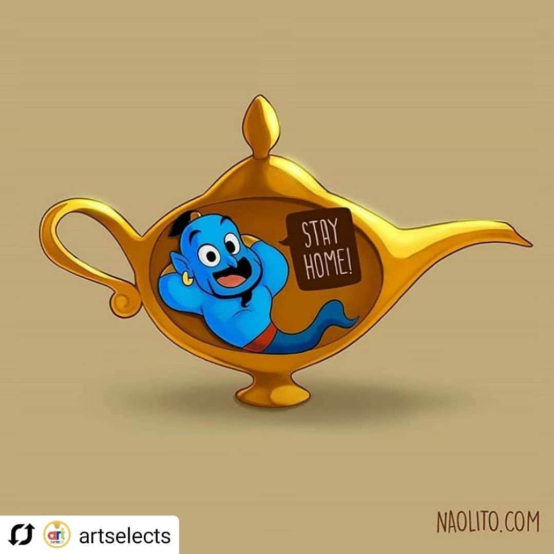 ミア・イエルコフのインスタグラム：「It's not easy but #stayhome and stay healthy 💕 @artselects (I love this genie)」