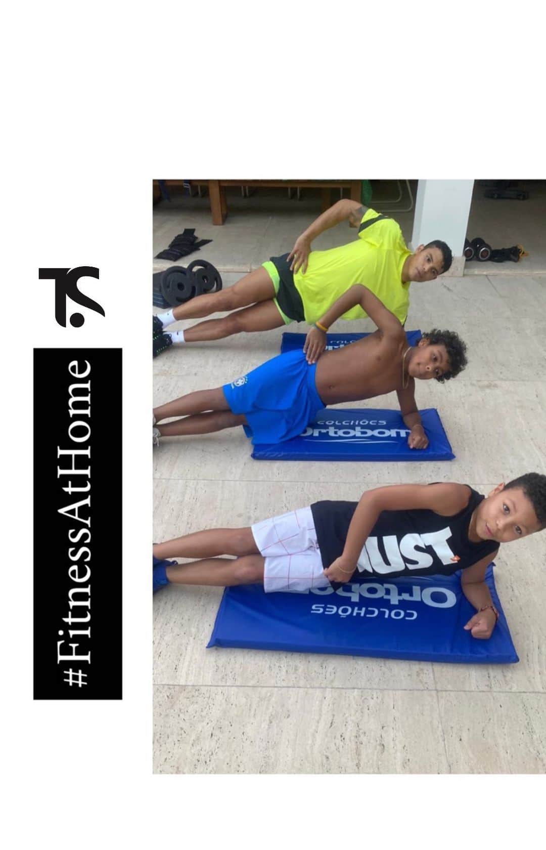 チアゴ・シルヴァのインスタグラム：「🇧🇷 Mantendo a rotina de treinos em boa companhia. Bora Isago e Iago 🇫🇷 Je maintiens ma routine d’entraînement en bonne compagnie. Allons-y Isago et Iago #StayAtHome #ThiagoSilva #FamiliaSilva #TreinandoEmCasa #FiqueEmCasa #EuFicoEmCasa #AtividadeFisica #AtividadeComFilhos #Quarentena」