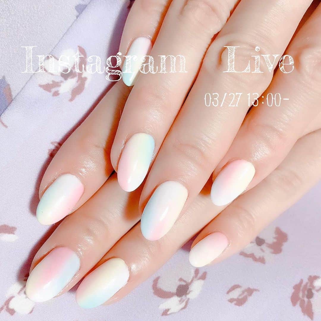 なかやまちえこのインスタグラム：「26日の13:00から #インスタライブ をします！✨⠀ パステルな #グラデーションネイル 💅⠀ #nail #nails #nailart #ネイル #美甲 #ネイルアート  #japanesenailart #manucure #japanesenails #manicurist #gelnails #أظافر #네일아트 #미용 #vẽmóng #ngườiđẹp  #เพ้นท์เล็บ #искусствоногтя #artedeuñas #เพ้นท์เล็บเจล #ジェルネイルデザイン #ネイルデザイン #senikuku #nagelkunst #ombrenails #instagramlive @pregelofficial」