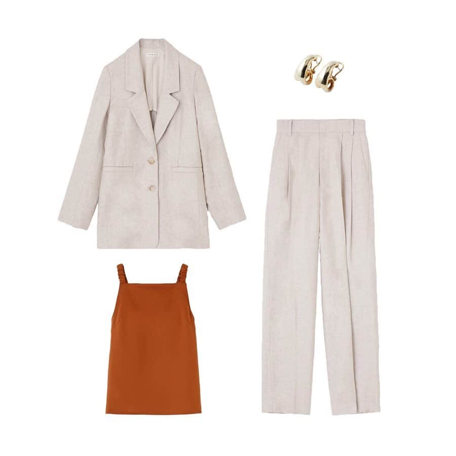 のインスタグラム：「3 Patterns "mix and match" style ■LIGHT SINGLE JACKET(010DSH30-0720) ■LOOSE TAPERED PANTS(010DSH30-0730) SHEL'TTER WEB STOREにて先行予約販売中。 全国のMOUSSY店舗では3月27日(金)より発売予定。 ---------------------------------------- Look-1 ・GATHER STRAP CAMISOLE(010DS380-0110) ・TINY HOOP EARRINGS(010DSH50-0760) ---------------------------------------- Look-2 ・VELVETS HOMAGE TEE(010DSS90-0430) ・PLAIN JEANS STRAIGHT(010DSA12-8010) ・TINY HOOP EARRINGS(010DSH50-0760) ---------------------------------------- Look-3 ・TIE DYE SEE THROUGH TOP(010DSH80-0150) ・SATIN MAXI SKIRT(010DSH30-0310) ・EMBOSSED STRAP SANDALS(010DSH52-0780) ・TINY HOOP EARRINGS(010DSH50-0760) ---------------------------------------- #MOUSSY #MOUSSYPLAINJEANS #MOUSSYJEANS」